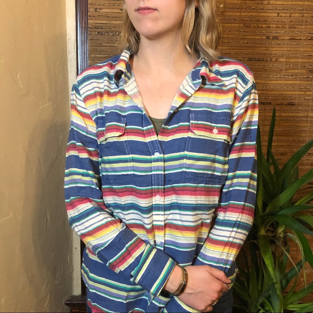 🌈RAINBOW striped southwestern button up shirt